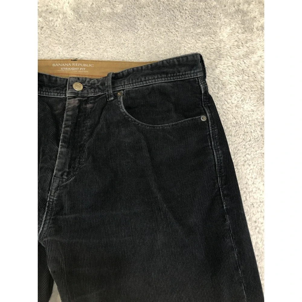 Banana Republic Corduroy Pants Mens 34x30 (Tag 33x30) Navy Blue Straight *Flaw